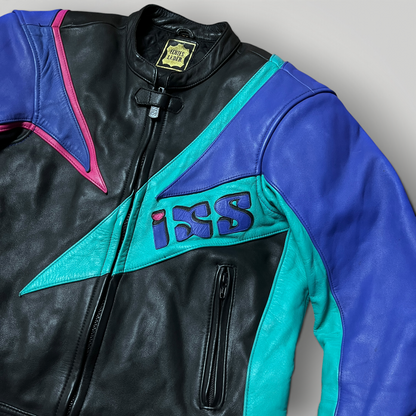IXS Vaporwave Cafe Racing 1980's Vintage Moto Leather Biker Jacket