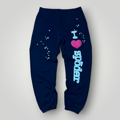 Sp5der "I ❤️ Sp5der" Souvenir SP5 Y2K Heavy Cotton Graphic Black Sweatpants