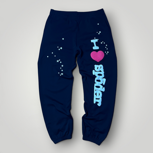 Sp5der "I ❤️ Sp5der" Souvenir SP5 Y2K Heavy Cotton Graphic Black Sweatpants