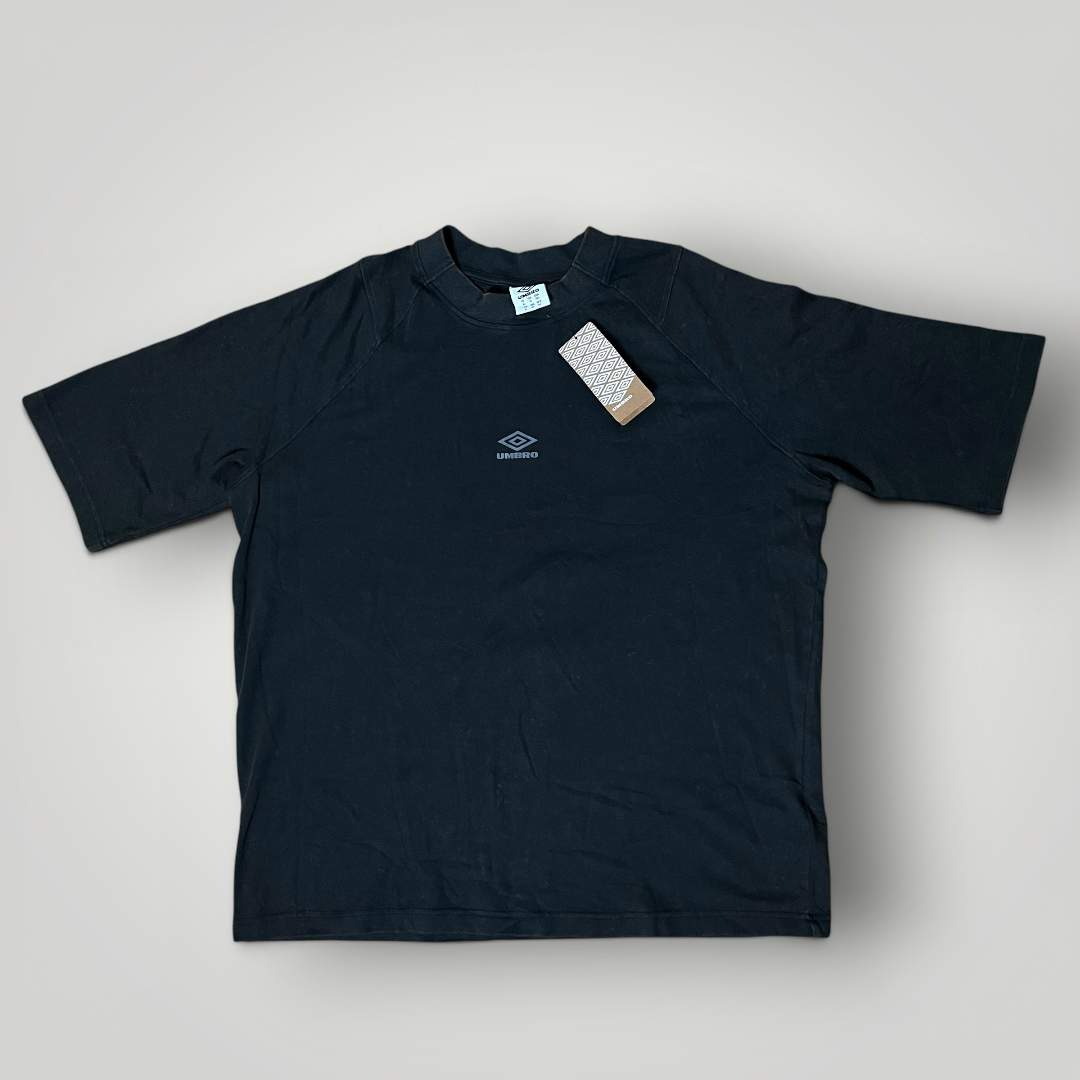Umbro Bleach Faded Wash Center Logo Oversized Y2K Hip-Hop Heavy Cotton Boxy T-Shirt