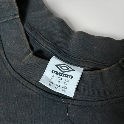 Umbro Bleach Faded Wash Center Logo Oversized Y2K Hip-Hop Heavy Cotton Boxy T-Shirt