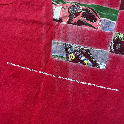 Moto GP Vintage 2000's Y2K Valentino Rossi #46 vs Max Biaggi Heavy Cotton Tubular Knit Y2K Racing Graphic T-Shirt