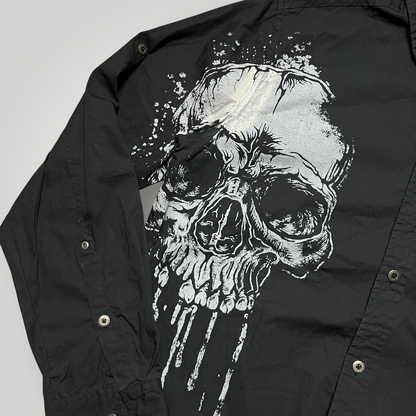 EMP 2000's Style Y2K Graphic Skull Button Up Long Sleeve Shirt