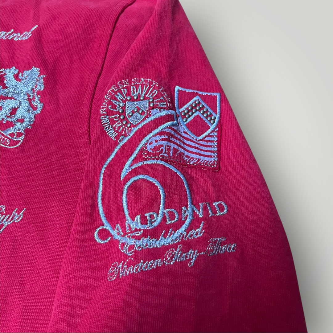 Camp David Limited Edition Y2K Biker Luxury Embroidered Long Sleeve Polo Shirt