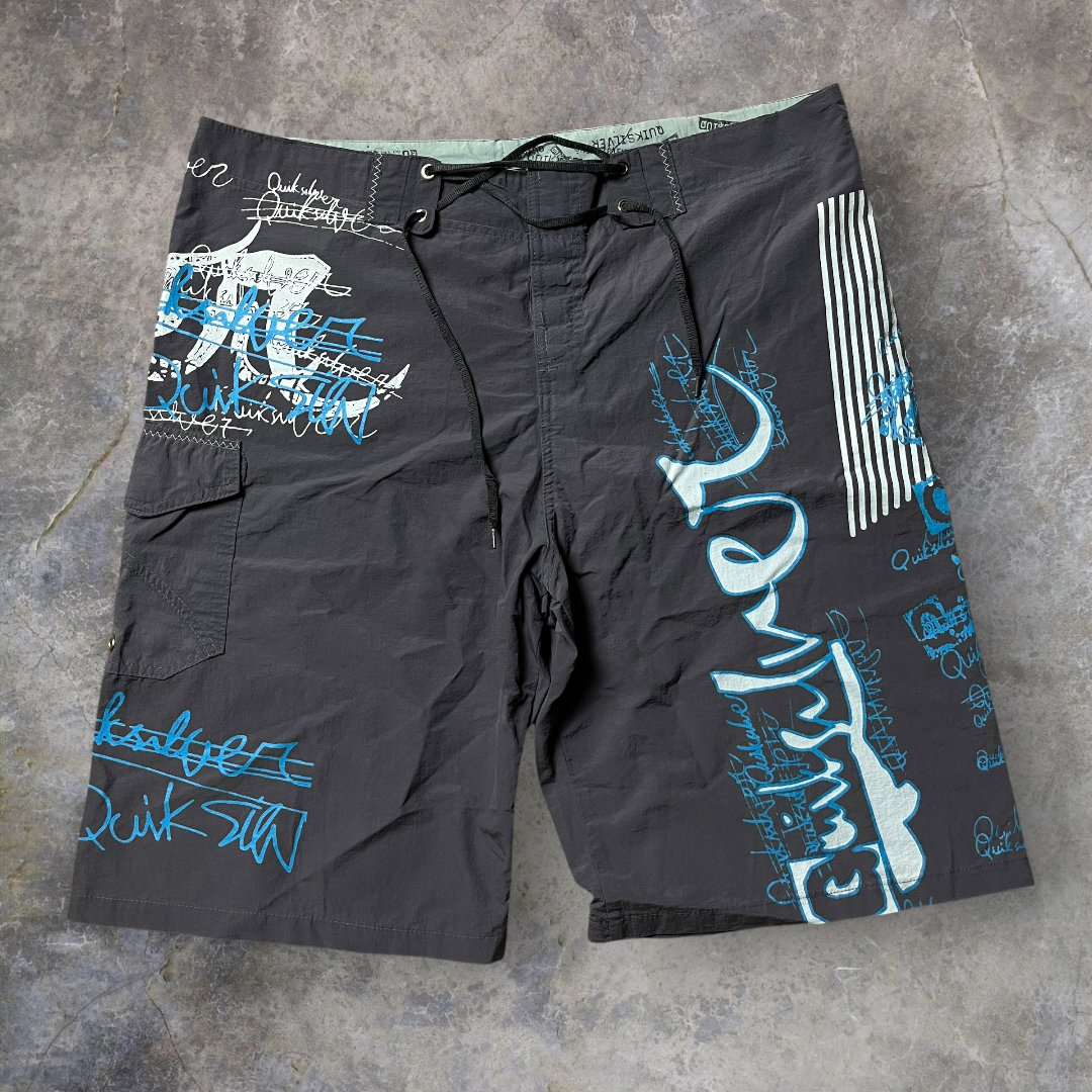 Quiksilver Vintage 2000's Y2K Hip-Hop Skater Graphic Board Shorts