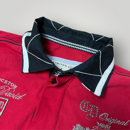 Camp David Limited Edition Y2K Biker Luxury Embroidered Long Sleeve Polo Shirt