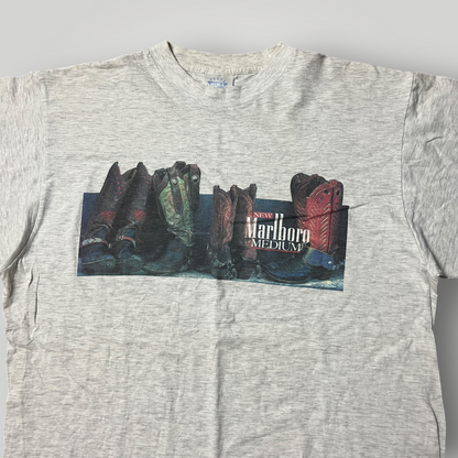 Marlboro Vintage 90's West Cowboy Boots Graphic Smoker T-Shirt !SINGLE STITCH!