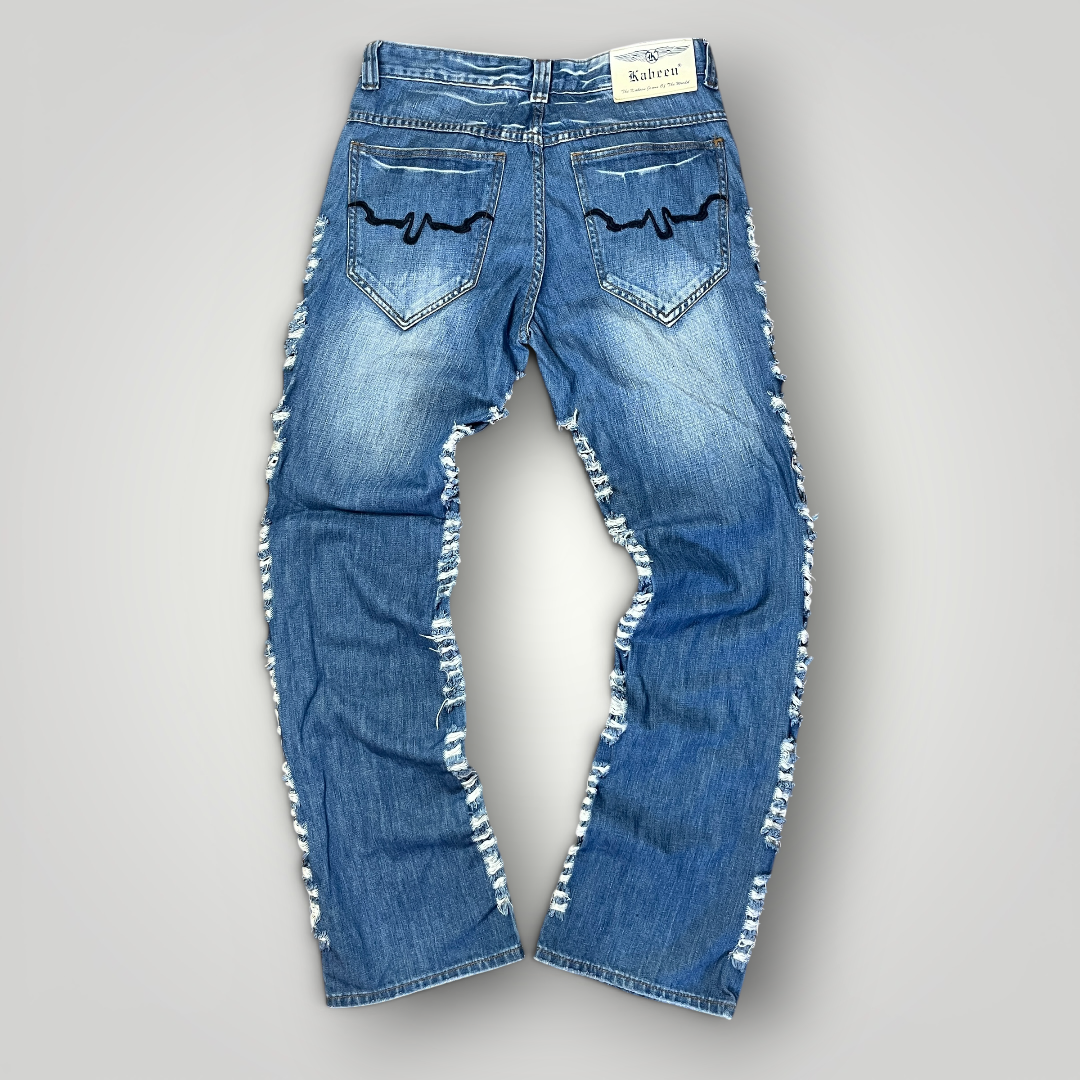 Kabeen Vintage 2000's Y2K Distressed Stacked Fit Heavy Cotton Jeans