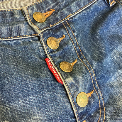 Dsquared2 Vintage Distressed Patchwork Denim Shorts Button Fly