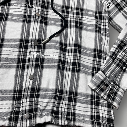 "OFF-WHITE" Hooded Check Flannel Heavy Cotton Shirt Jacket 2018 (Replica)
