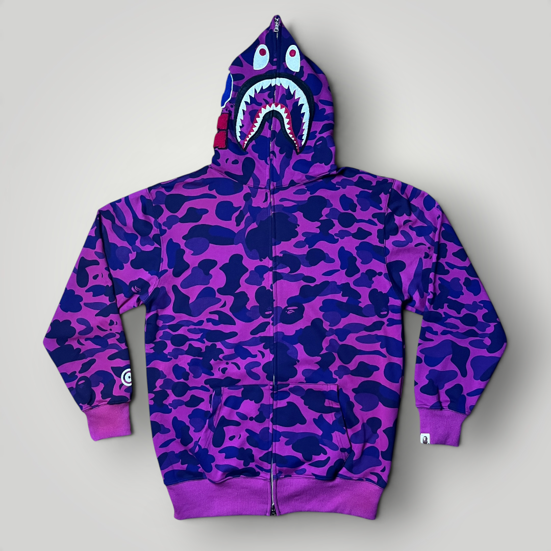 BAPE (A Bathing Ape) Color Camo Purple Shark Full Zip Hoodie (Replica)