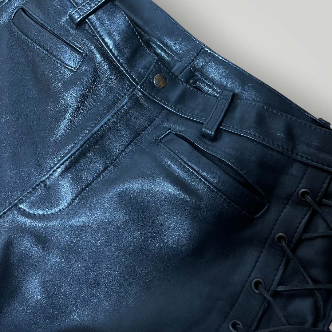 RoB Amsterdam "Hipster" Biker Full Grain Leather Jeans Vintage 2000's Y2K Gothic Punk Pants