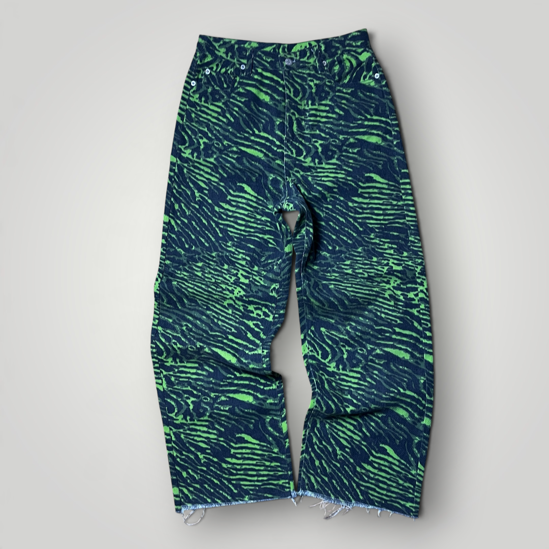 Noon Goons Y2K Green Zebra Skater Denim Jeans