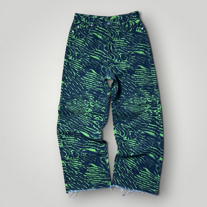 Noon Goons Y2K Green Zebra Skater Denim Jeans