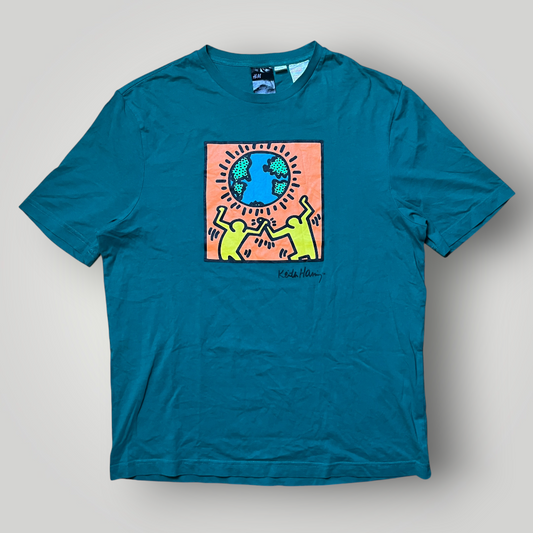 Keith Harring Forest Green Art Graphic T-Shirt