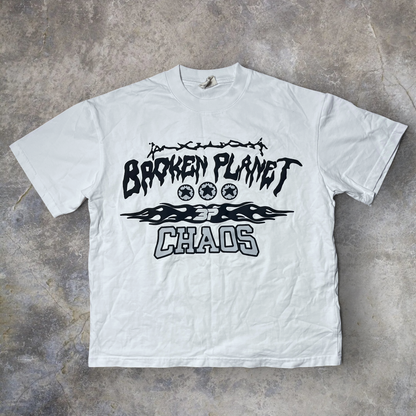 Broken Planet "Chaos" Y2K Puff Print Heavy Cotton Boxy Graphic T-Shirt