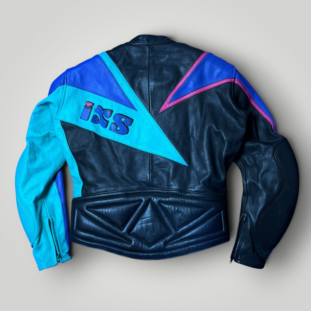 IXS Vaporwave Cafe Racing 1980's Vintage Moto Leather Biker Jacket