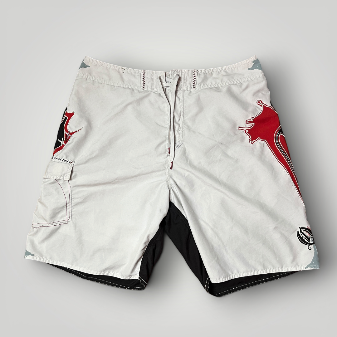 Quiksilver Vintage 2000's Y2K Embroidered Graphic Surf Jorts Shorts