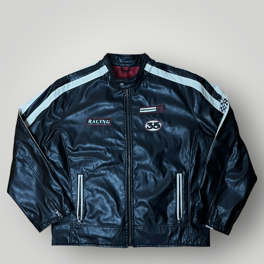 Enjoy Y2K Vintage Racing Leather Jacket