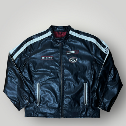 Enjoy Y2K Vintage Racing Leather Jacket