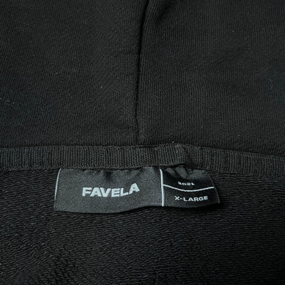 Favela Y2K Skater Baggy Faded Grunge Hip-Hop Emo Heavy Cotton Embroidered Zip-Up Fur Hoodie