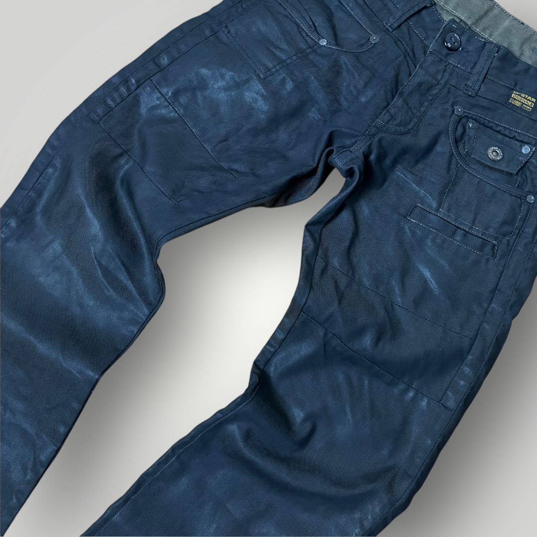 G-STAR RAW WAXED DENIM Y2K Opium Black Jeans "Army Radar Straigt" (2008-2011) !RARE!