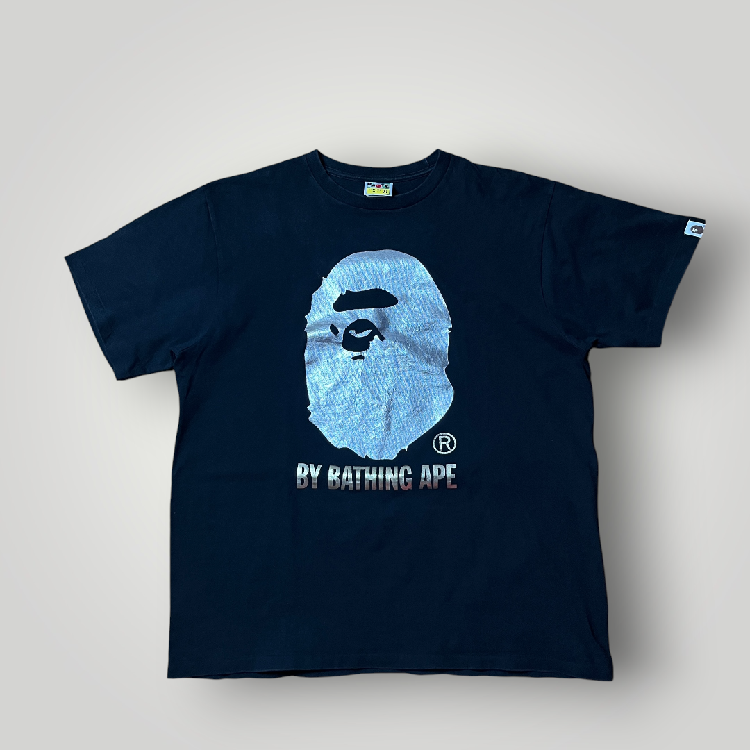 BAPE A Bathing Ape "Silver Foil Big Ape Head Tee" 2012 Single Stitch Tubular Knit Heavy Cotton Graphic T-Shirt