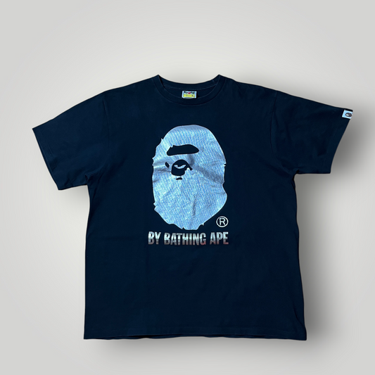 BAPE A Bathing Ape "Silver Foil Big Ape Head Tee" 2012 Single Stitch Tubular Knit Heavy Cotton Graphic T-Shirt