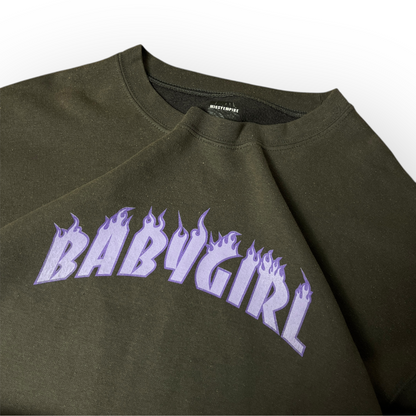 "Babygirl" Thrasher Style Y2K Lettered Graphic Sweatshirt Crewneck
