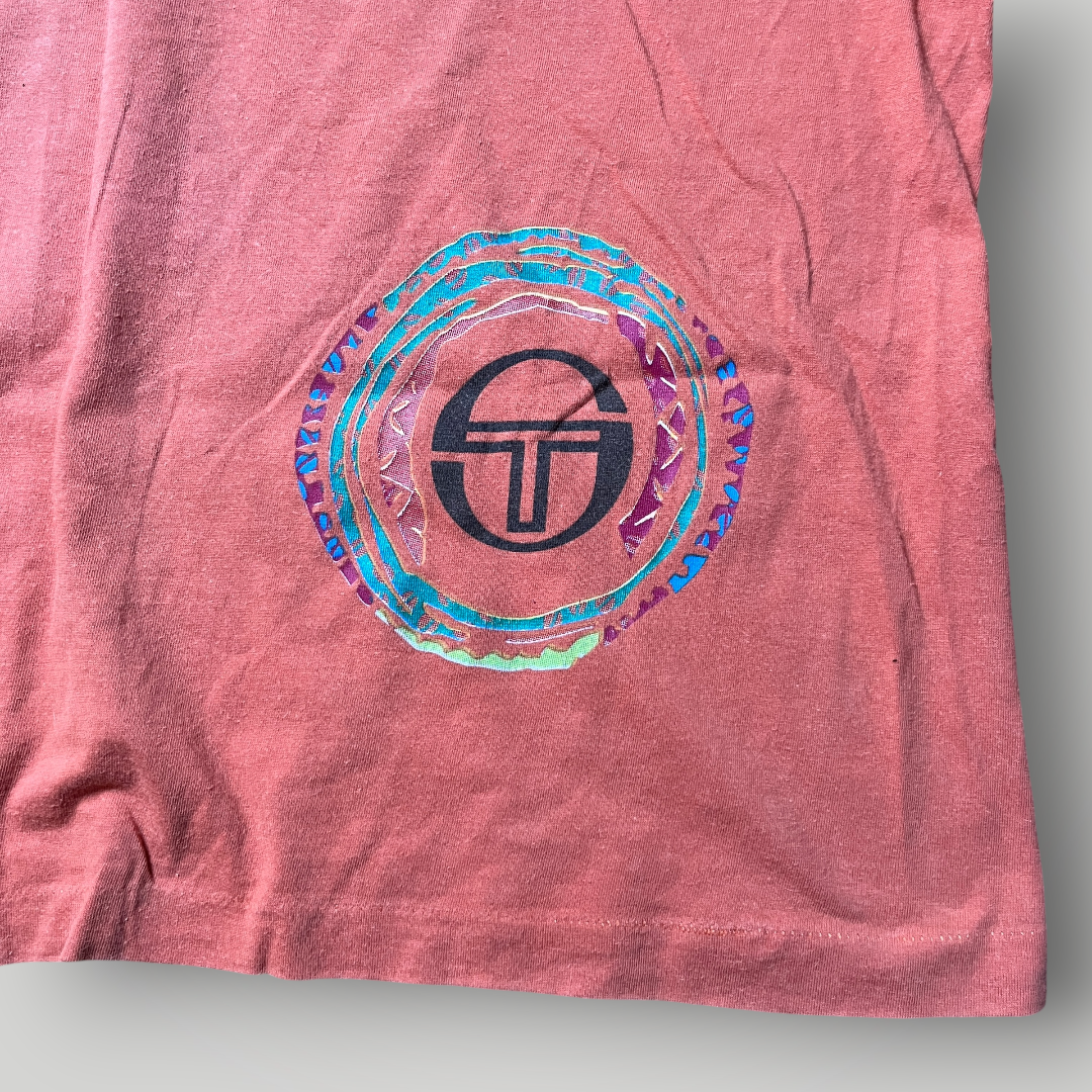 Sergio Tacchini Vintage 90's Single Stitch Tubular Knit Made in Italy Graphic T-Shirt