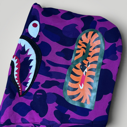 BAPE (A Bathing Ape) Color Camo Purple Shark Full Zip Hoodie (Replica)