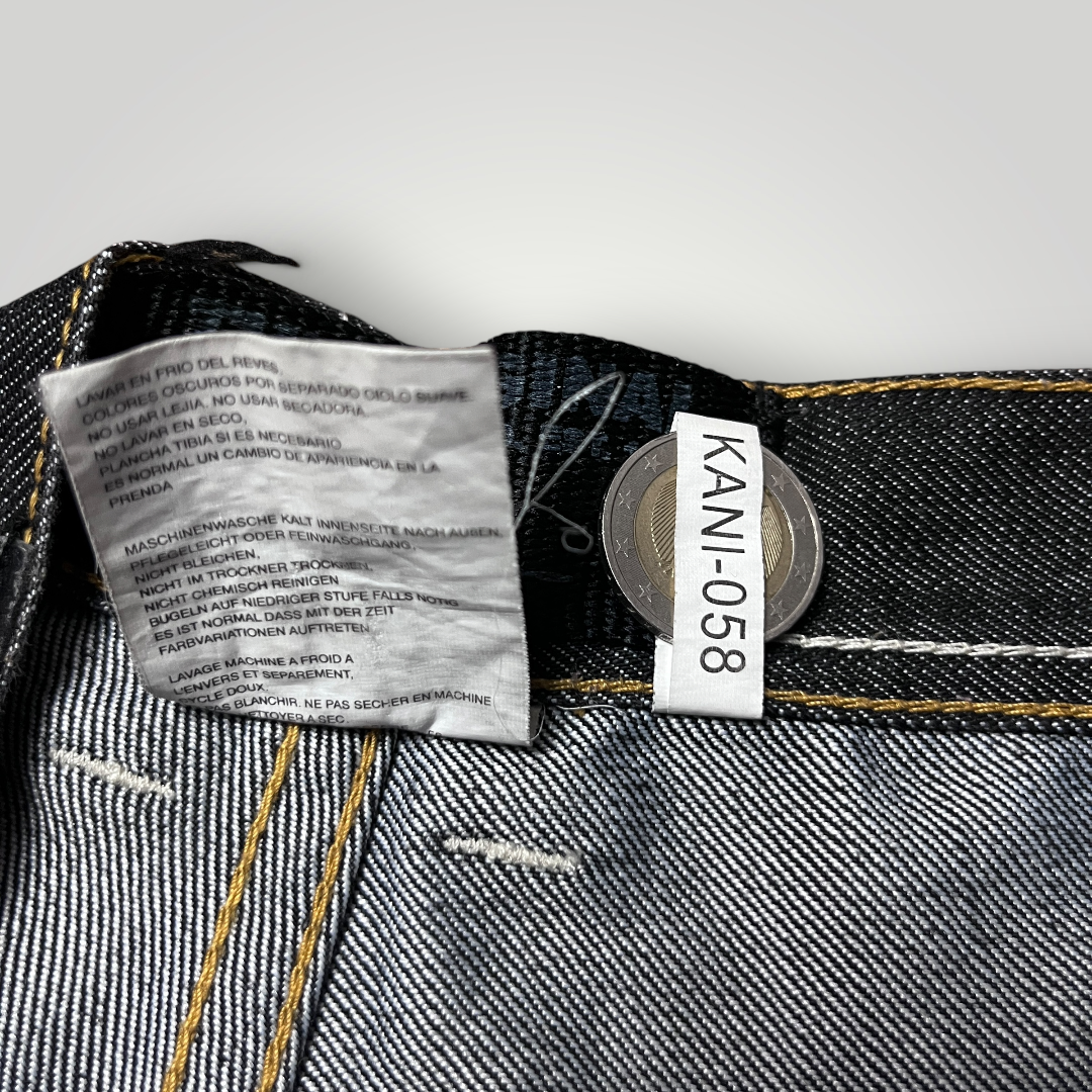Karl Kani Vintage 2000's "Double Pocket" Wave Stitch Heavy Cotton Y2K Hip-Hop Denim Jorts