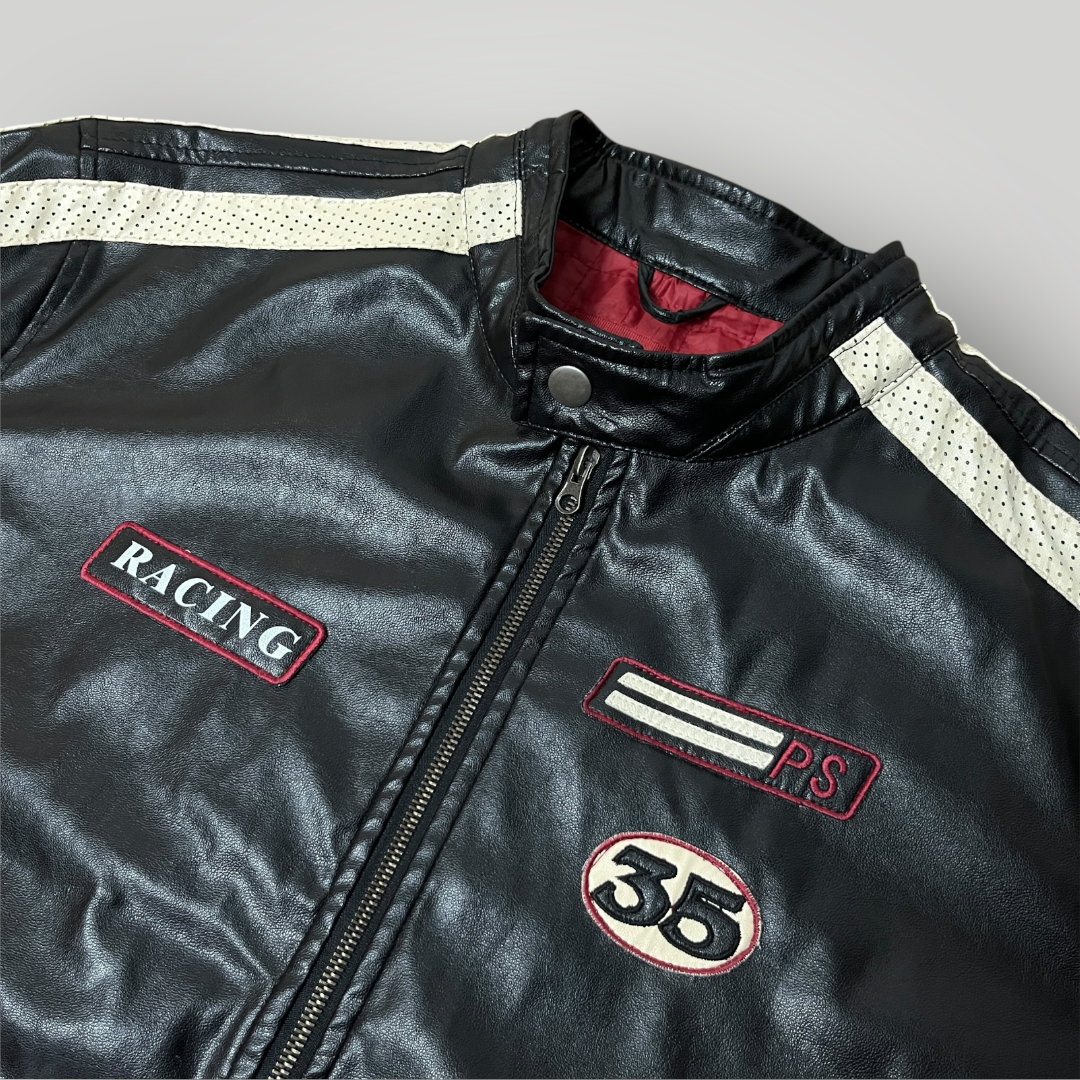 Enjoy Y2K Vintage Racing Leather Jacket
