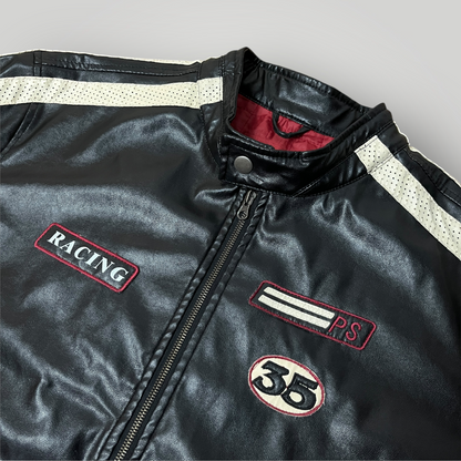 Enjoy Y2K Vintage Racing Leather Jacket