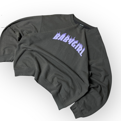 "Babygirl" Thrasher Style Y2K Lettered Graphic Sweatshirt Crewneck