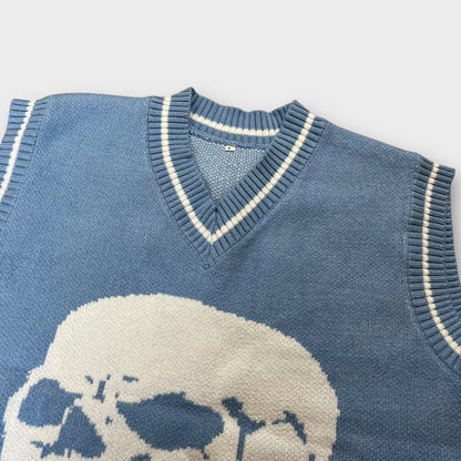 Y2K Graphic Skull Sleevless Sweater
