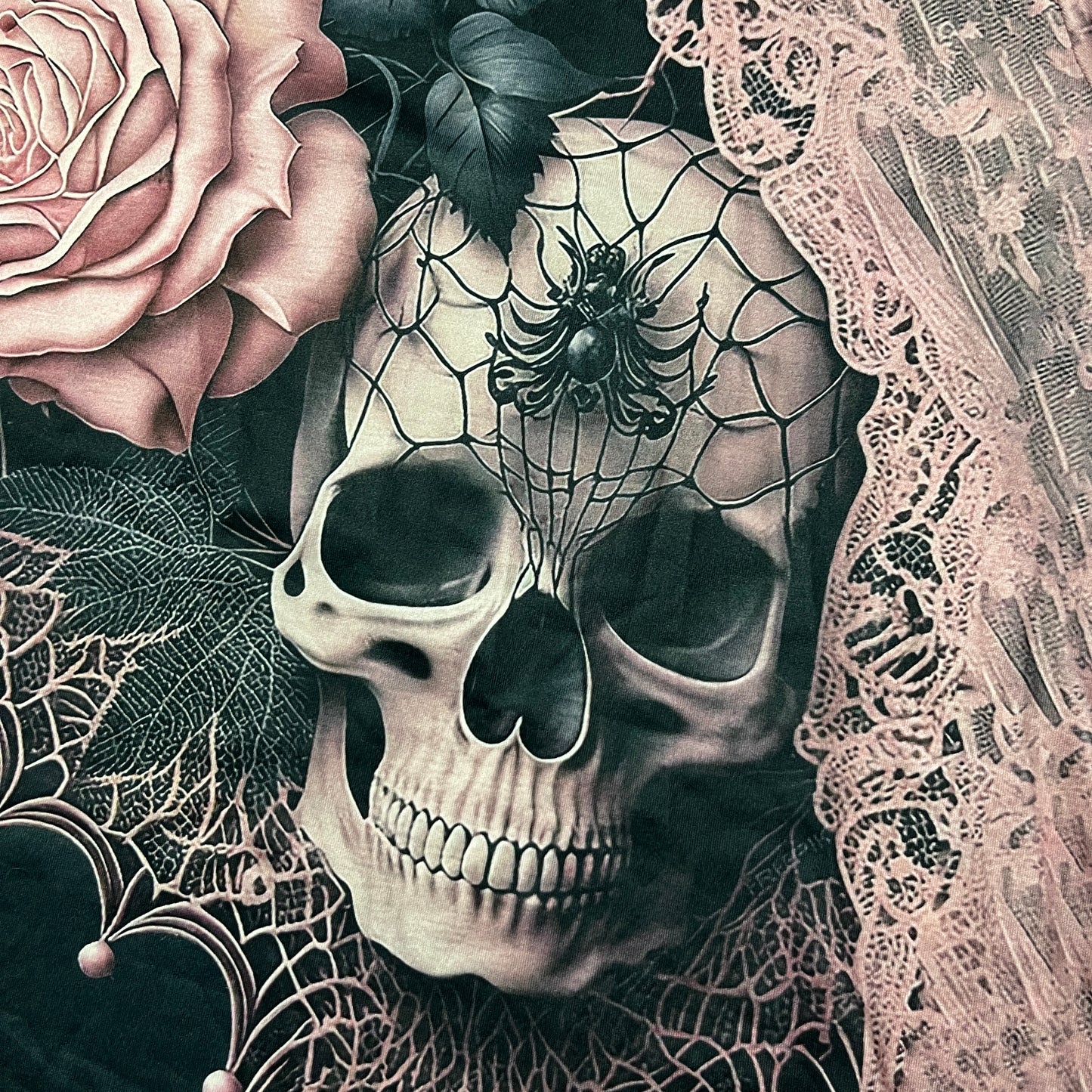 Rose Dust Grey Skull Y2K All Over Print Graphic T-Shirt