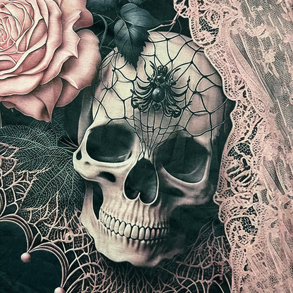 Rose Dust Grey Skull Y2K All Over Print Graphic T-Shirt