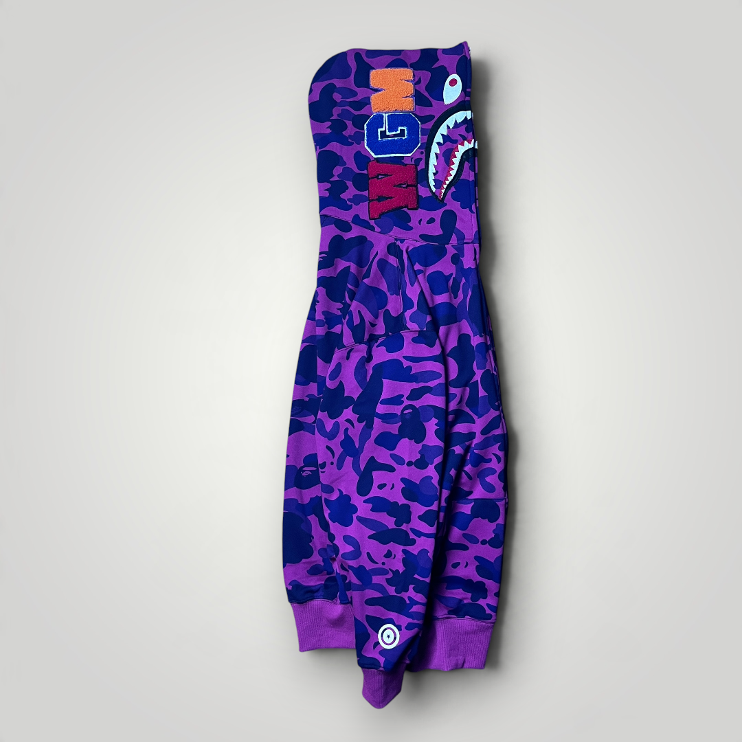 BAPE (A Bathing Ape) Color Camo Purple Shark Full Zip Hoodie (Replica)