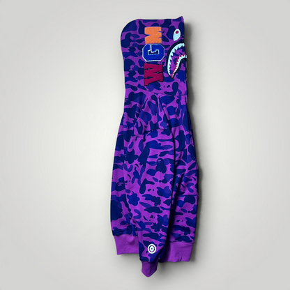 BAPE (A Bathing Ape) Color Camo Purple Shark Full Zip Hoodie (Replica)