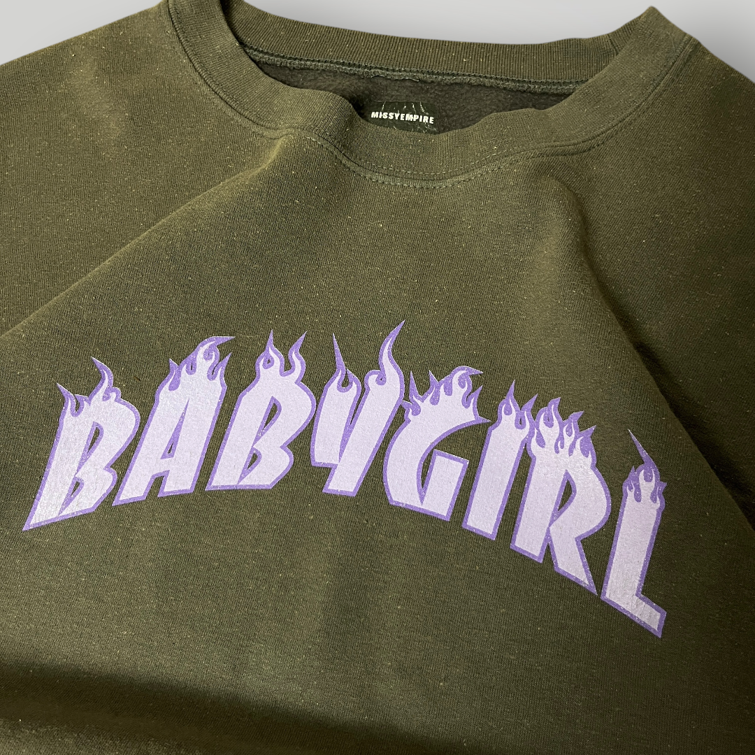 Baby Girl Lettered Y2K Graphic Sweatshirt Crewneck