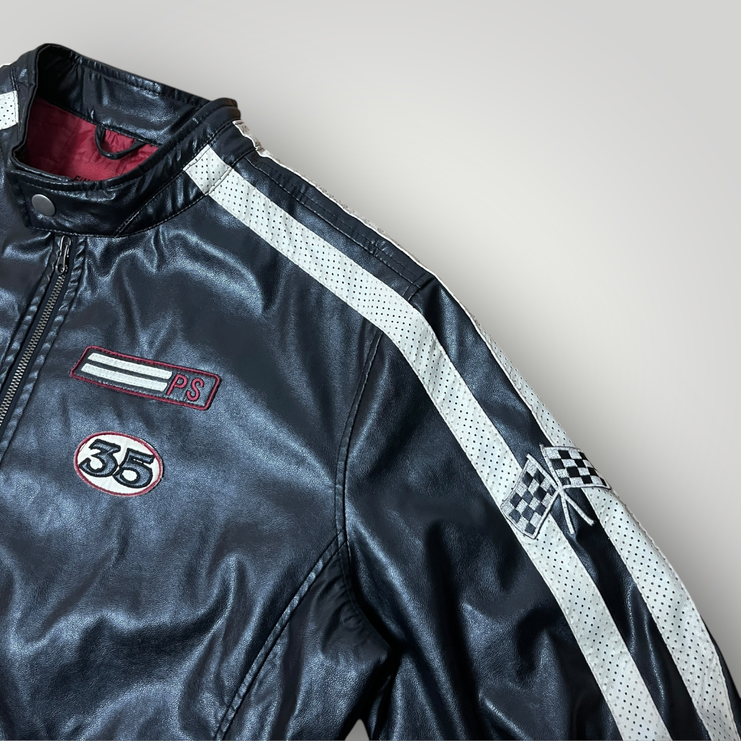 Enjoy Y2K Vintage Racing Leather Jacket