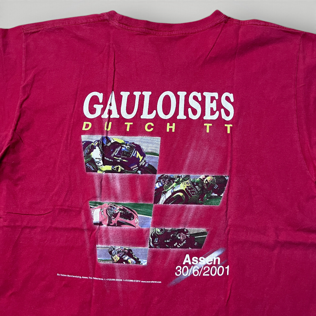 Moto GP Vintage 2000's Y2K Valentino Rossi #46 vs Max Biaggi Heavy Cotton Tubular Knit Y2K Racing Graphic T-Shirt