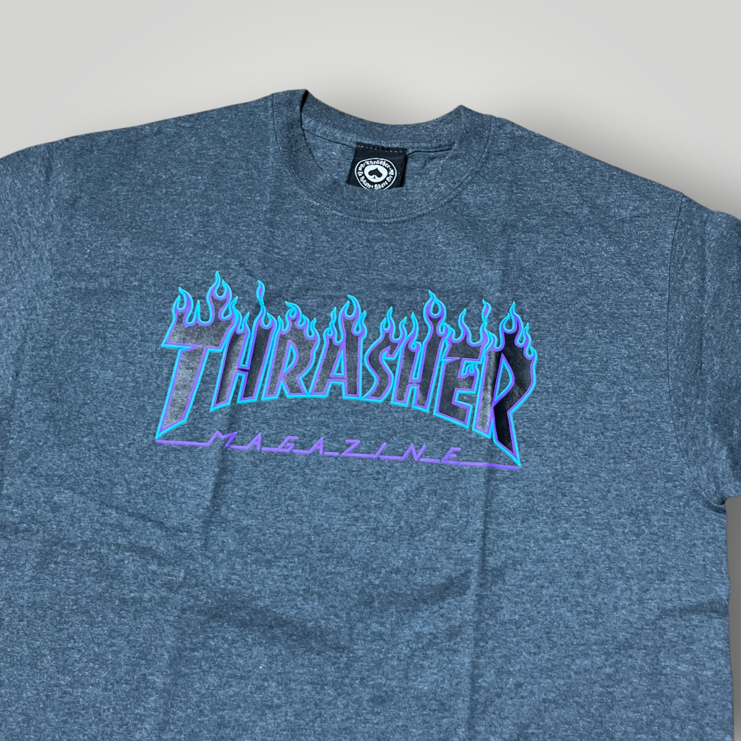 Thrasher "Flame Logo" Tubular Knit Heavy Cotton Y2K Skater Graphic T-Shirt