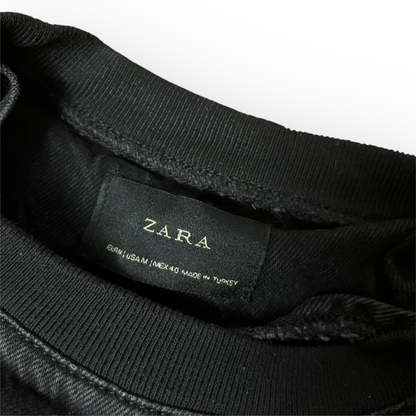 ZARA Denim Boxy Sweatshirt Crewneck
