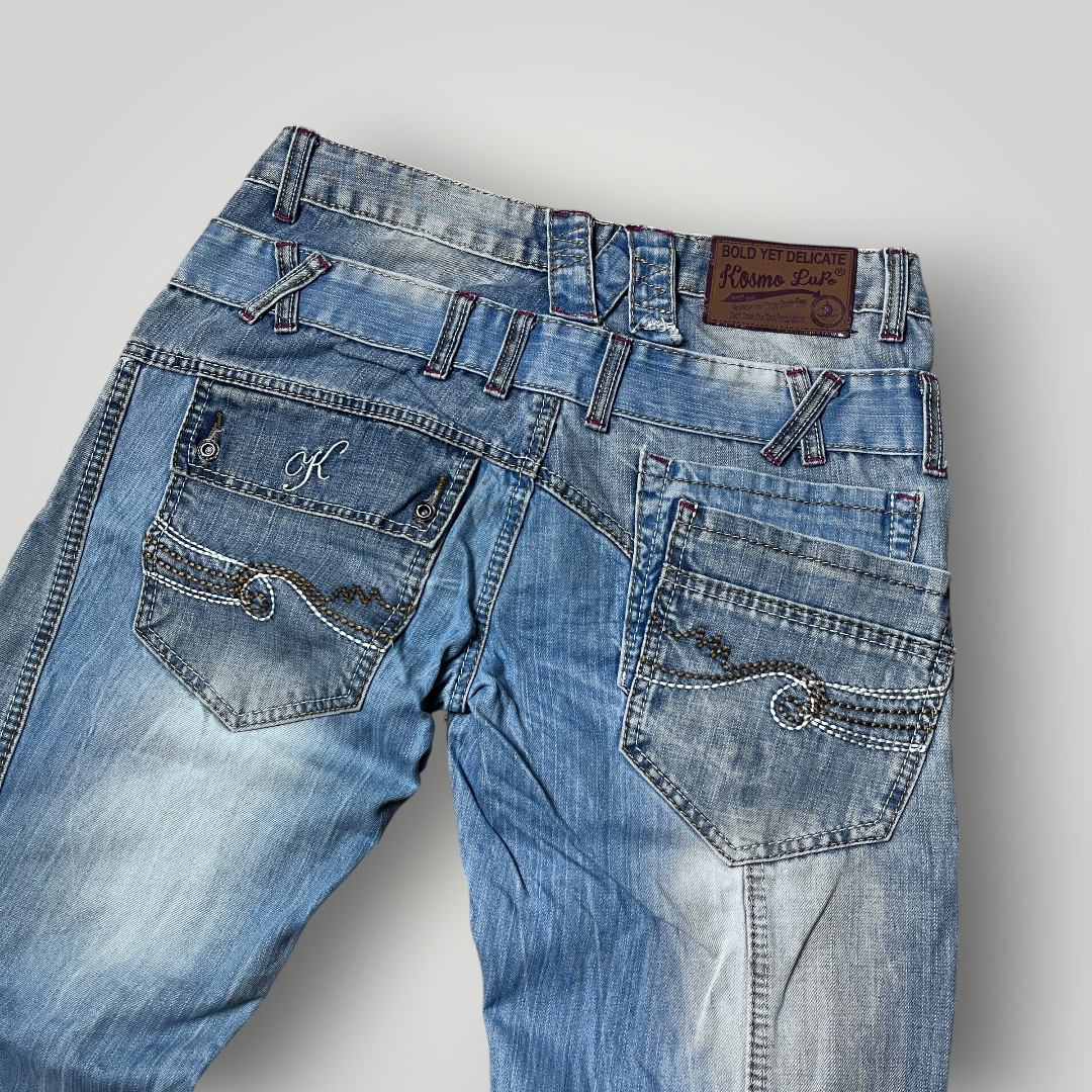 Kosmo Lupo Vintage 2000's Y2K Biker Double Waist Jeans