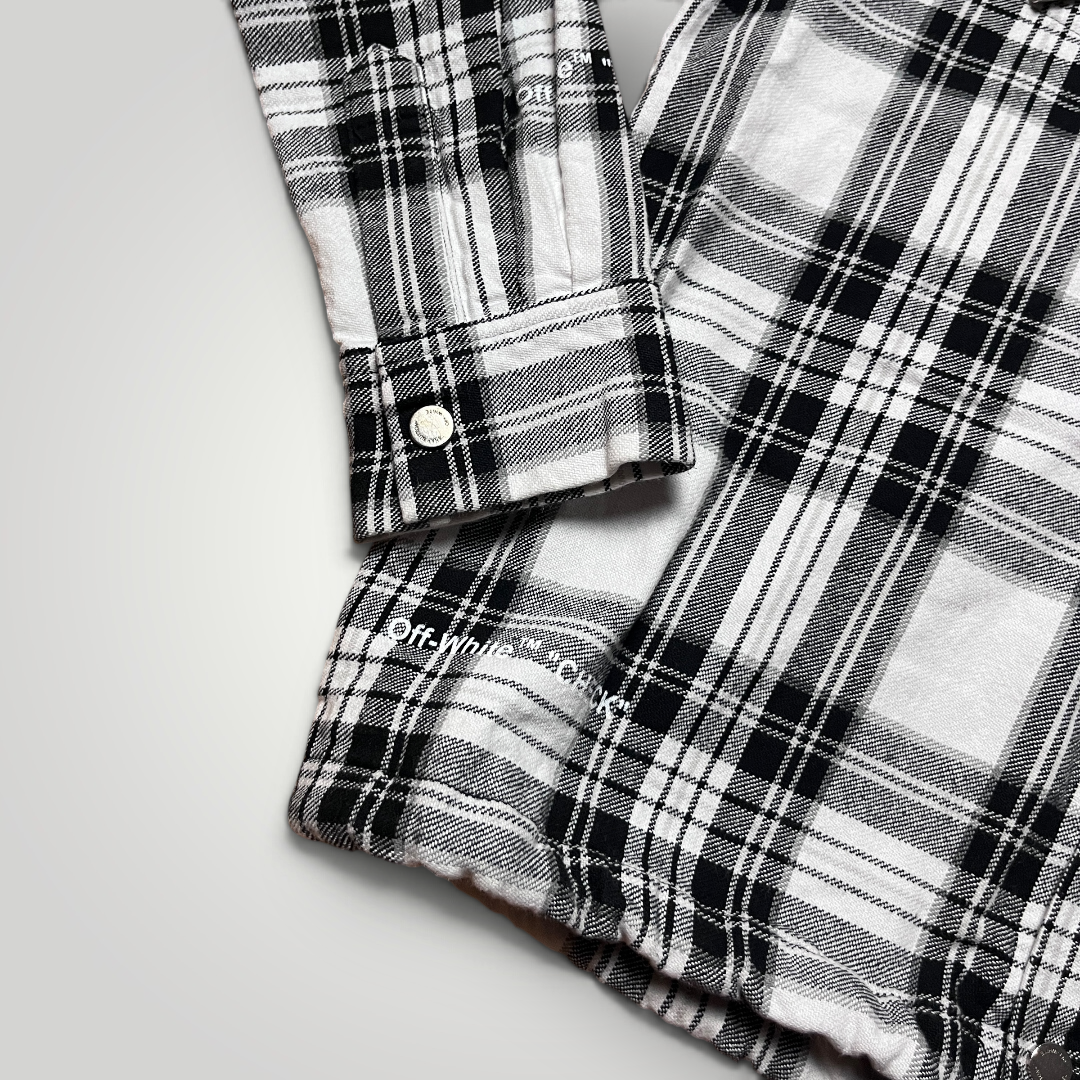 "OFF-WHITE" Hooded Check Flannel Heavy Cotton Shirt Jacket 2018 (Replica)