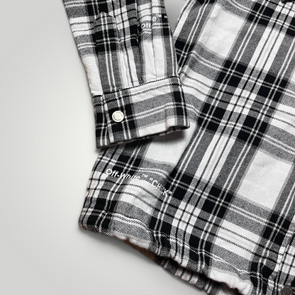 "OFF-WHITE" Hooded Check Flannel Heavy Cotton Shirt Jacket 2018 (Replica)