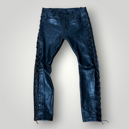 RoB Amsterdam "Hipster" Biker Full Grain Leather Jeans Vintage 2000's Y2K Gothic Punk Pants
