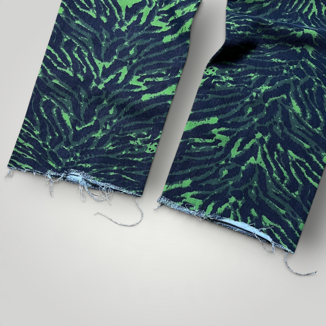 Noon Goons Y2K Green Zebra Skater Denim Jeans